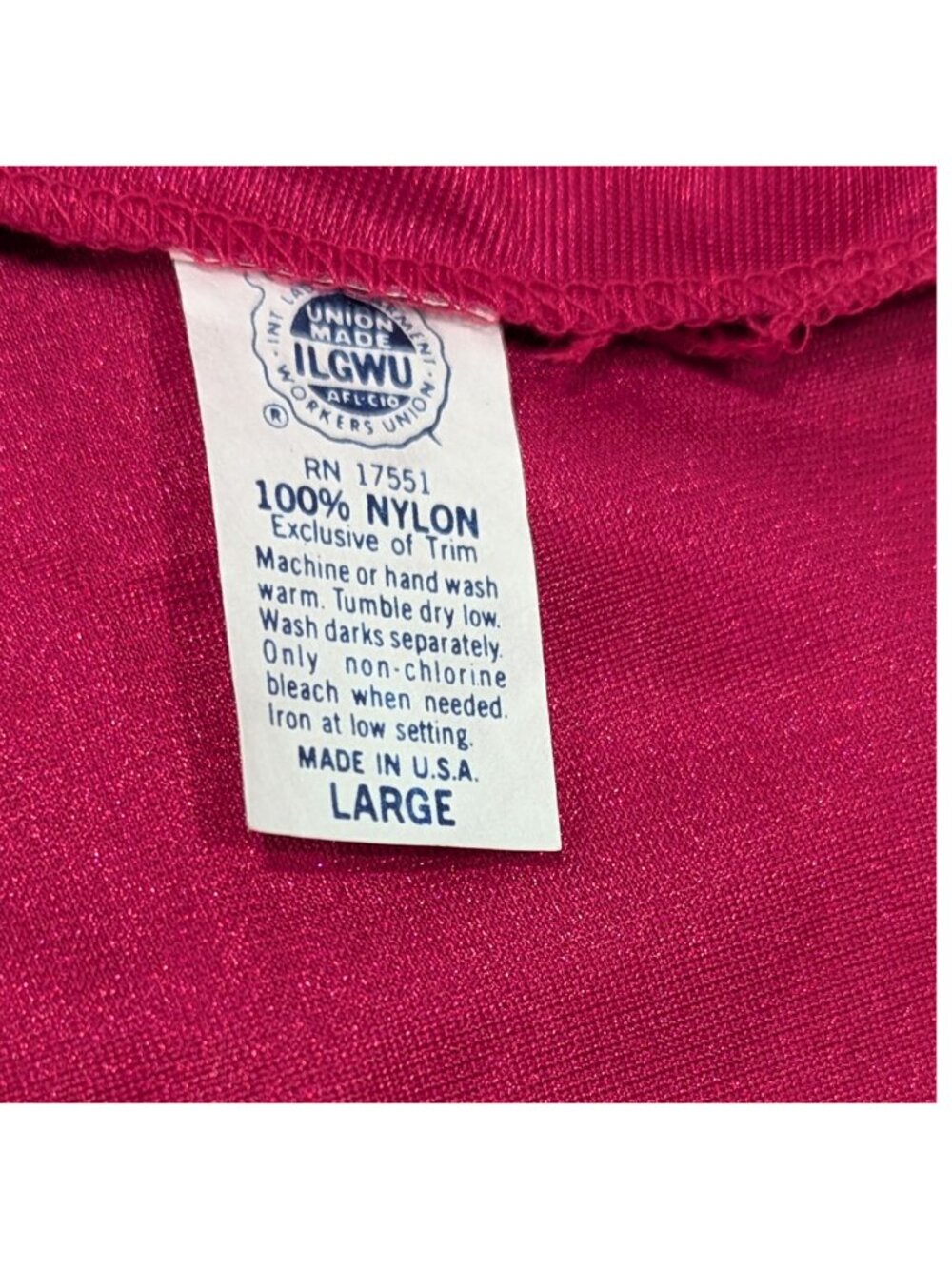 Vintage Burgundy Wine Red Nylon Half Slip Lace Hem Large Made USA ILGWU - Picture 5 of 5